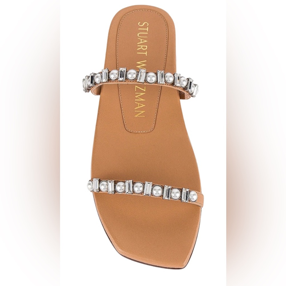 Stuart Weitzman Aleena Shine Flat Sandal NWT